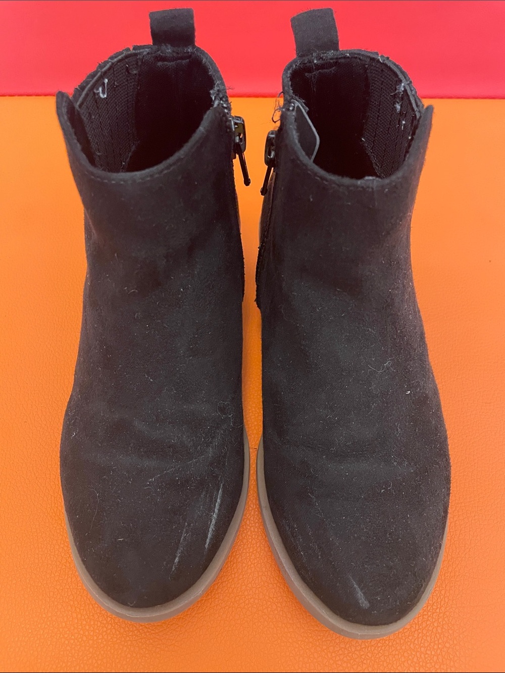 Girls Black Suede Ankle Bootie with Side Zip
